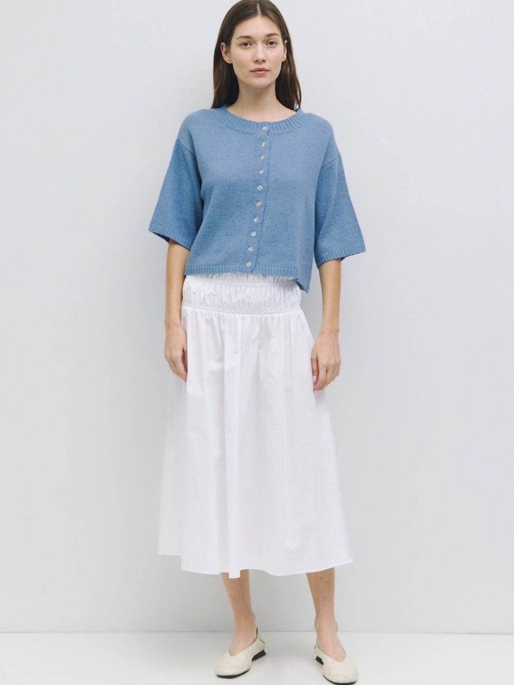 MOD REF The Stacey Cardigan Blue Short Sleeve Size Medium